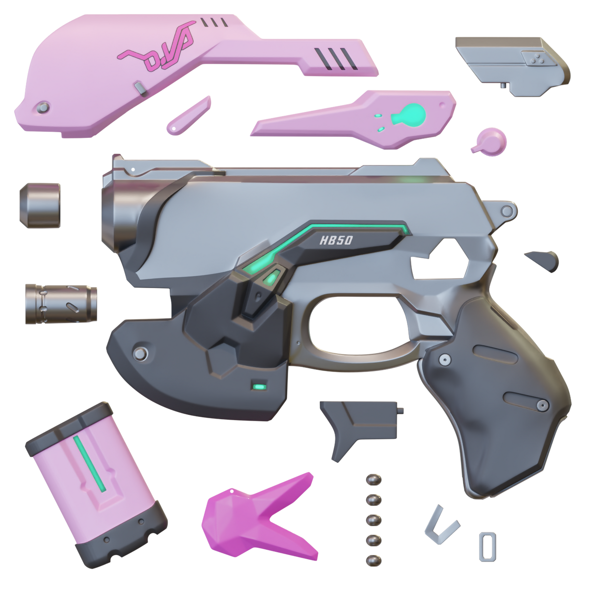 Overwatch D.Va Blaster - 3D Print Model – Wireframe